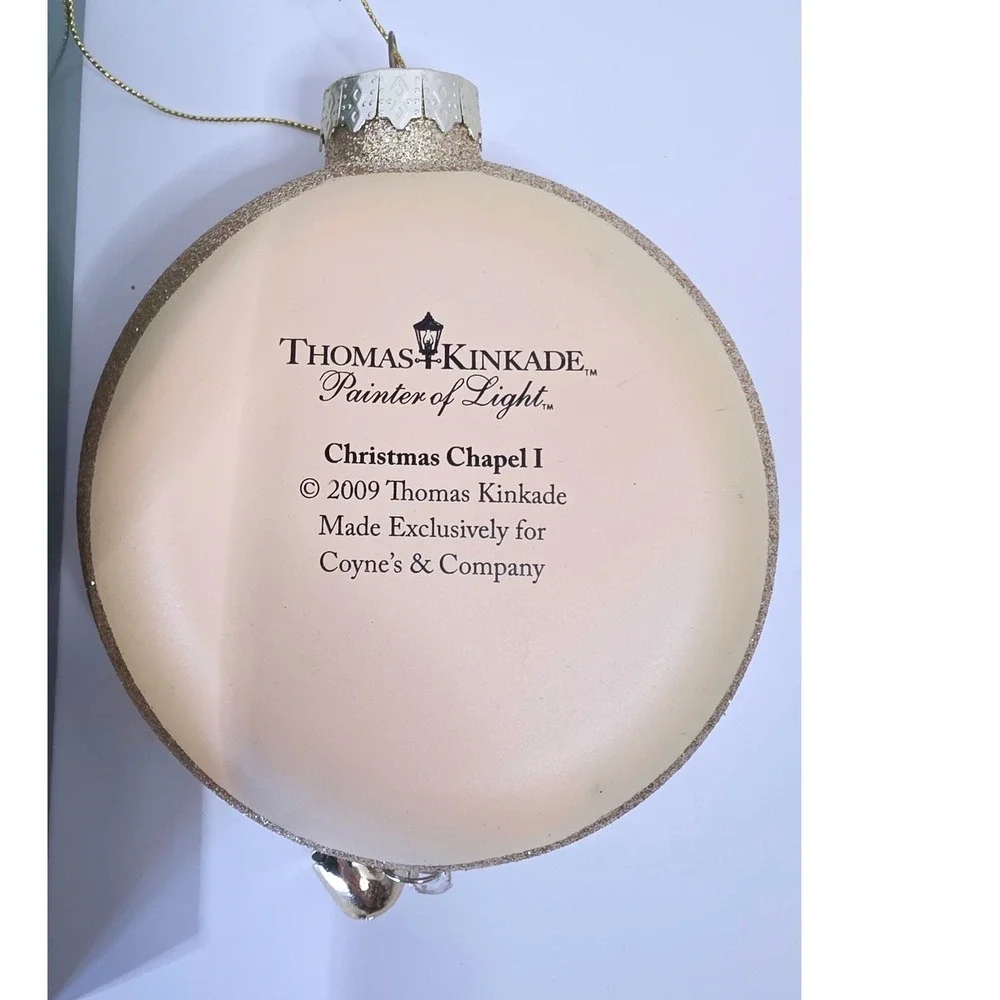 Thomas Kinkade Christmas Chapel I Glass Shadow Box Ornament 2009 Coyne's & Co